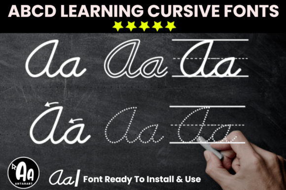 Abcd Cursive Handwriting Tracing Bundle Font - Featured Image