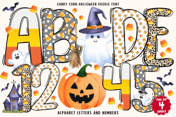 Candy Corn Halloween Doodle Font - Featured Image