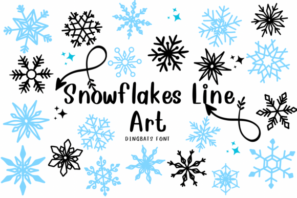 Snowflakes Line Art Font - Featured Image