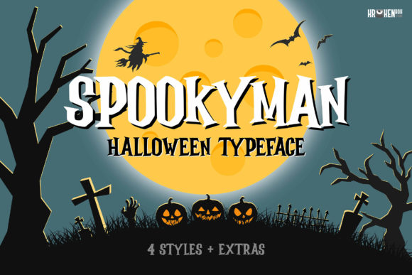 Spookyman - Halloween Typeface + Extras Font - Featured Image