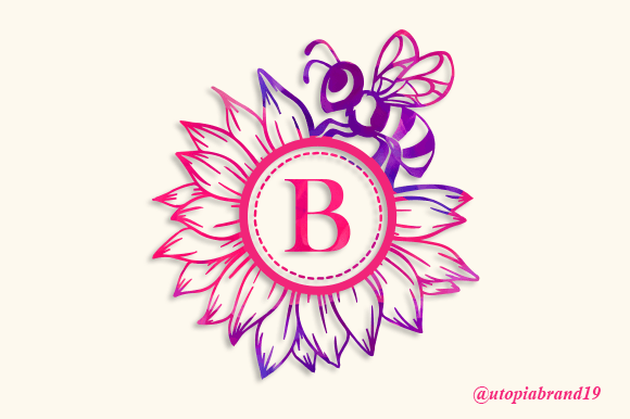 Sunflower Bee Monogram Font - Featured Image